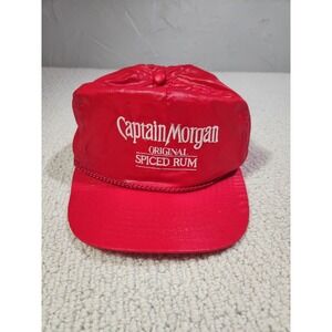 Captain Morgan Hat OSFA Red‎ Excellent Nylon Spiced Rum Rope Snapback Cap Nylon